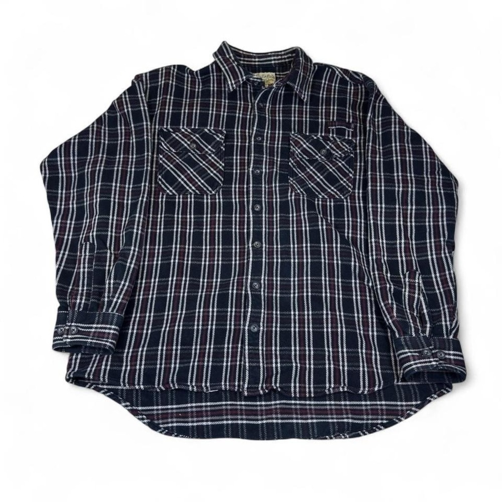 Cabela's Plaid Flannel Button-Up Shirt Black Red Mens 2XL Tall